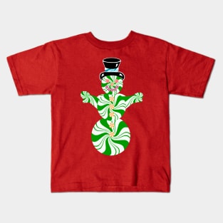 Minty Green and White Spearmint Snowman Kids T-Shirt